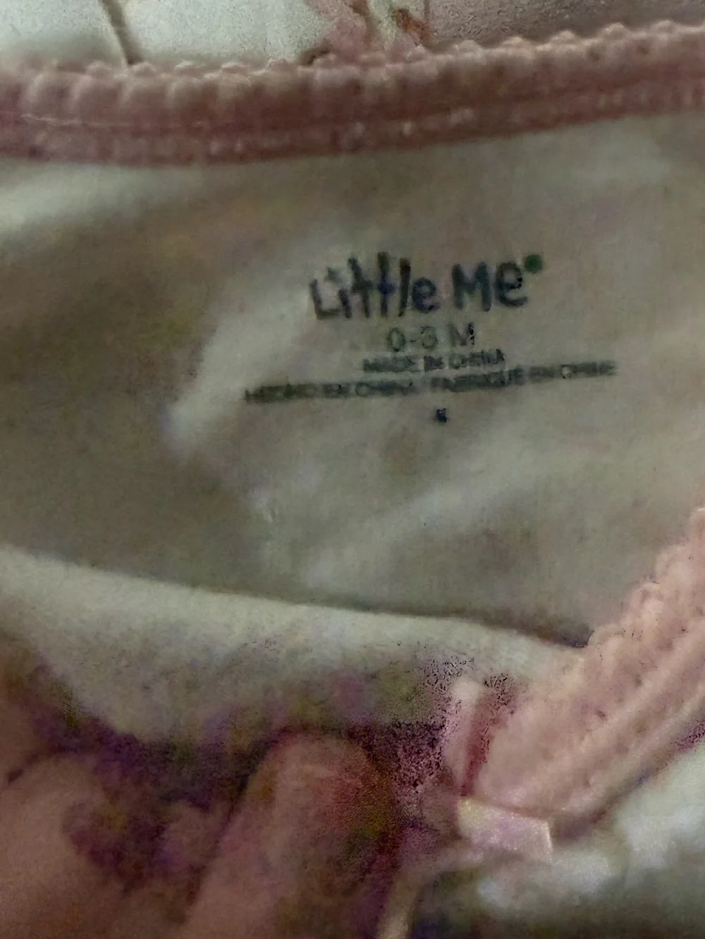 Little Me Pink and White Floral Cotton Infant Nightgown Set 0-3mo